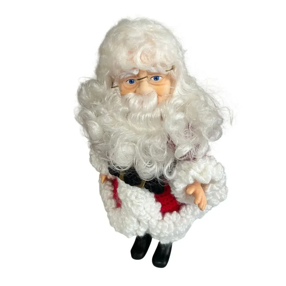 Handmade Crochet Mr. & Mrs. Claus Christmas Dolls Holiday Decor Set of 2